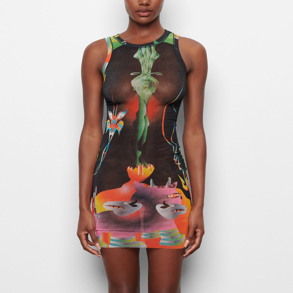 Skims SUMMER MESH HIGH NECK TANK Jurk Obsidian | 98YOLDRBN