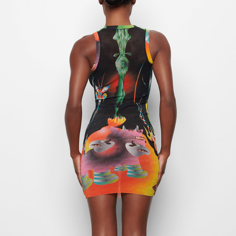 Skims SUMMER MESH HIGH NECK TANK Jurk Obsidian | 98YOLDRBN