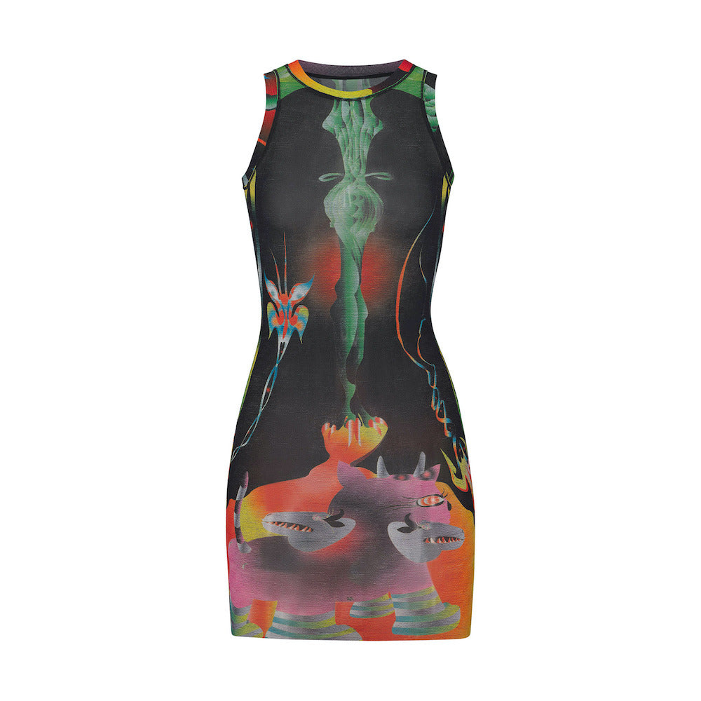 Skims SUMMER MESH HIGH NECK TANK Jurk Obsidian | 98YOLDRBN