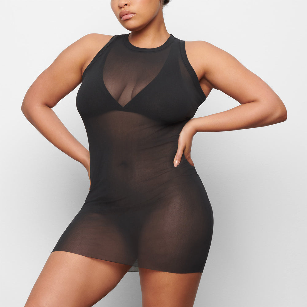 Skims SUMMER MESH HIGH NECK TANK Jurk Zwart | 96ICHRWFJ