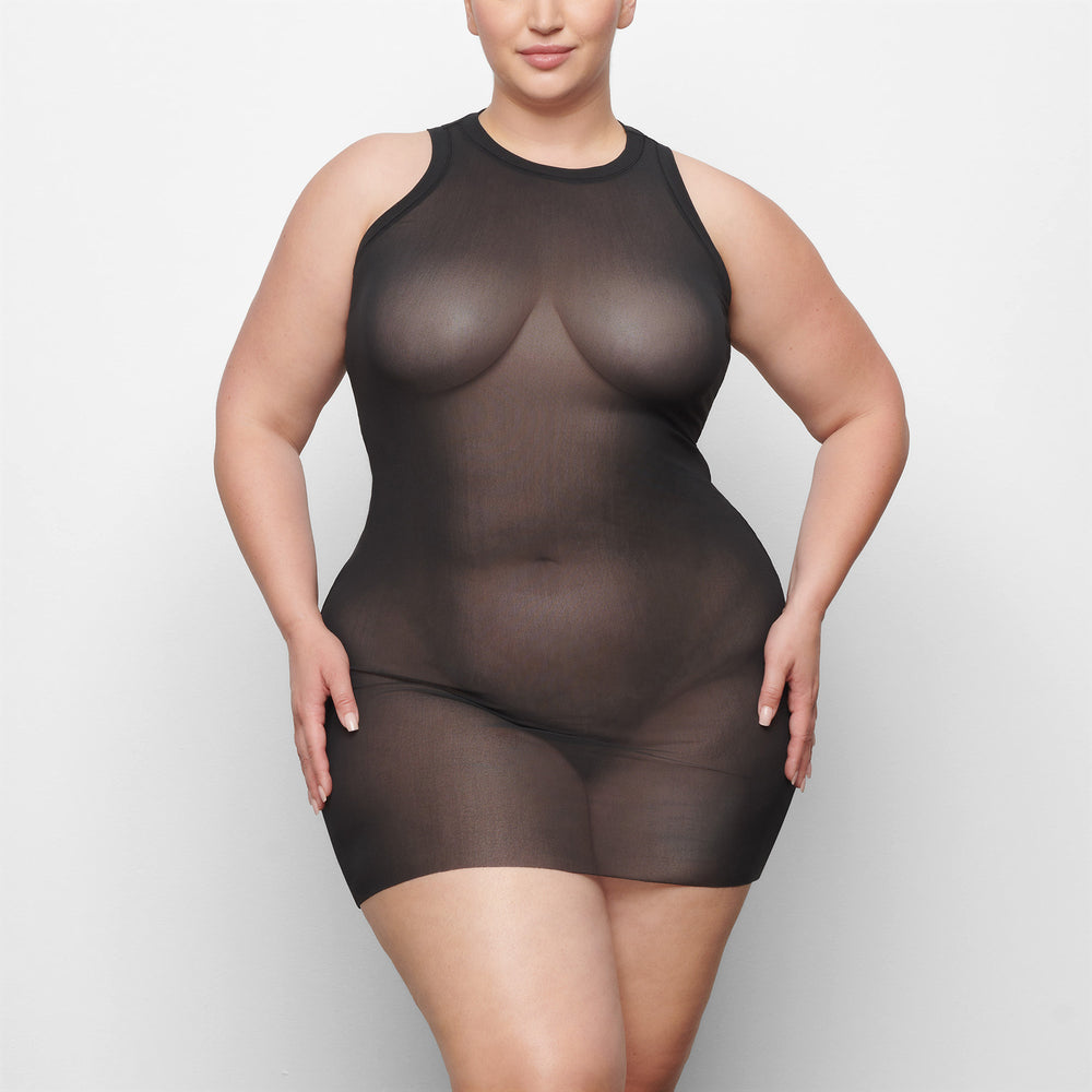 Skims SUMMER MESH HIGH NECK TANK Jurk Zwart | 96ICHRWFJ