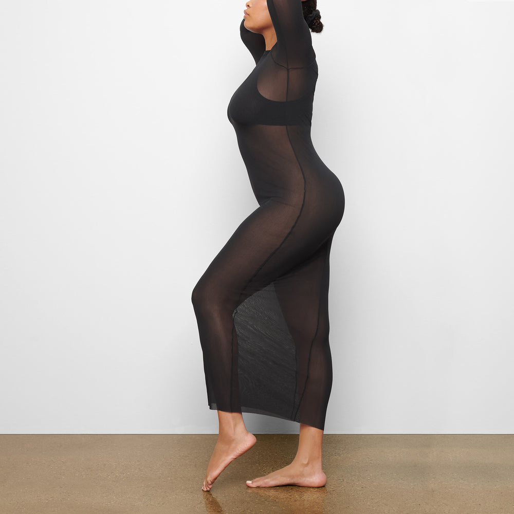 Skims SUMMER MESH LONG SLEEVE Jurk Zwart | 54UEYPVNA