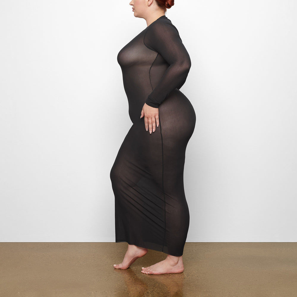 Skims SUMMER MESH LONG SLEEVE Jurk Zwart | 54UEYPVNA