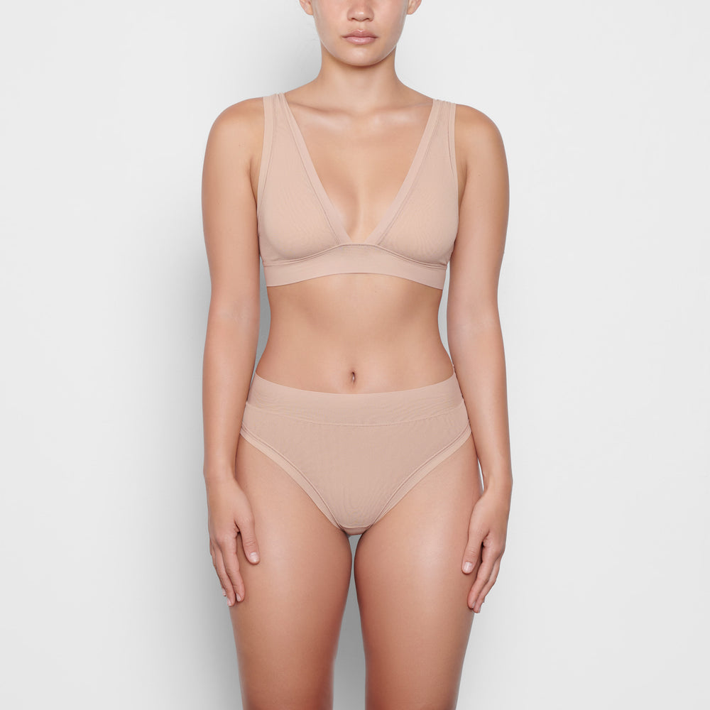 Skims SUMMER MESH MID WAIST Thong Beige | 92GMQWHRB