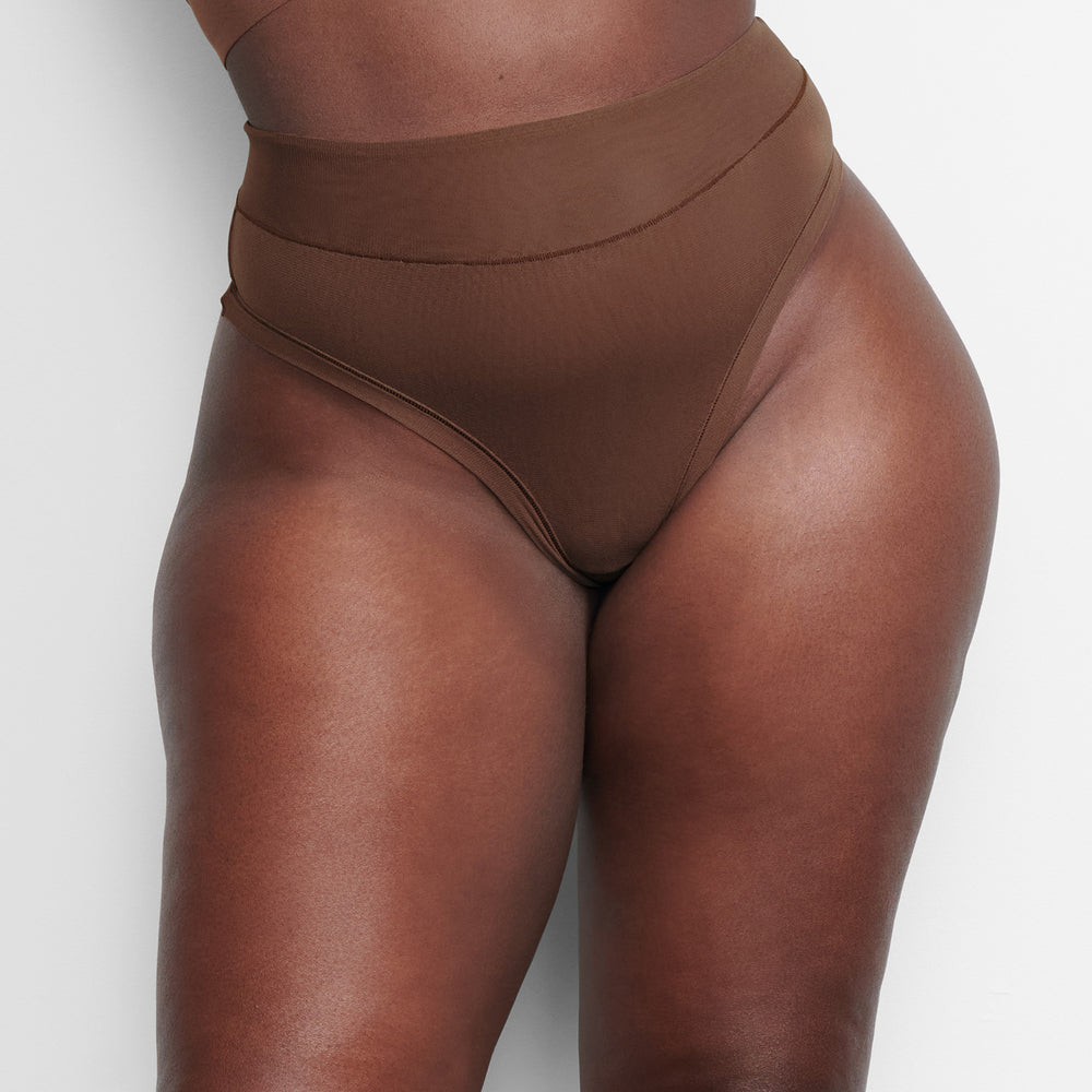 Skims SUMMER MESH MID WAIST Thong Chocola | 65OVJXSGZ