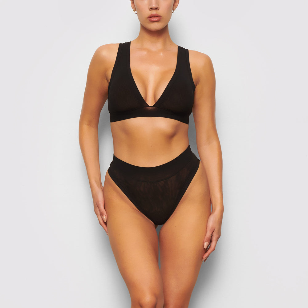 Skims SUMMER MESH MID WAIST Thong Zwart | 60JUVBTMN