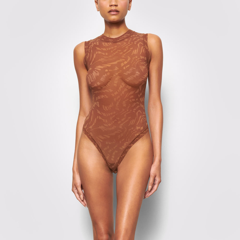 Skims SUMMER MESH Mock Neck Bodysuit Bruin | 31NYSFAUR