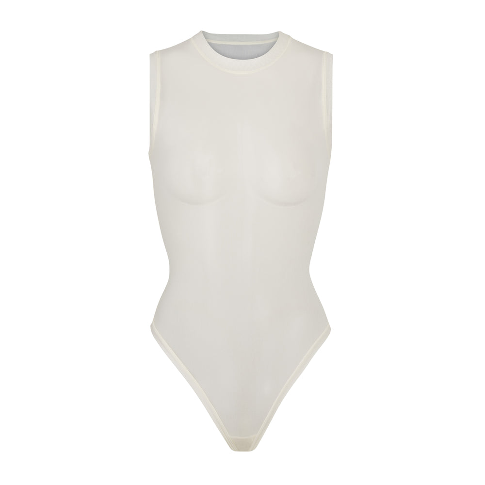 Skims SUMMER MESH Mock Neck Bodysuit Wit | 16ZBYGKDQ