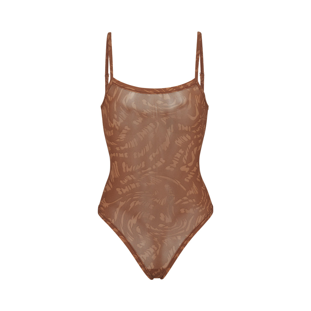 Skims SUMMER MESH Strappy Bodysuit Bruin | 82EMHKDQG