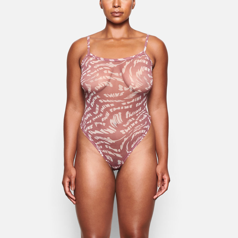 Skims SUMMER MESH Strappy Bodysuit RASPBERRY SWIRL | 87YZSREAN