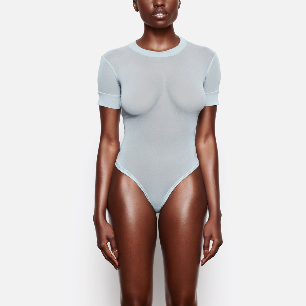 Skims SUMMER MESH T-shirt Bodysuit Blauw | 60ERGKDWJ
