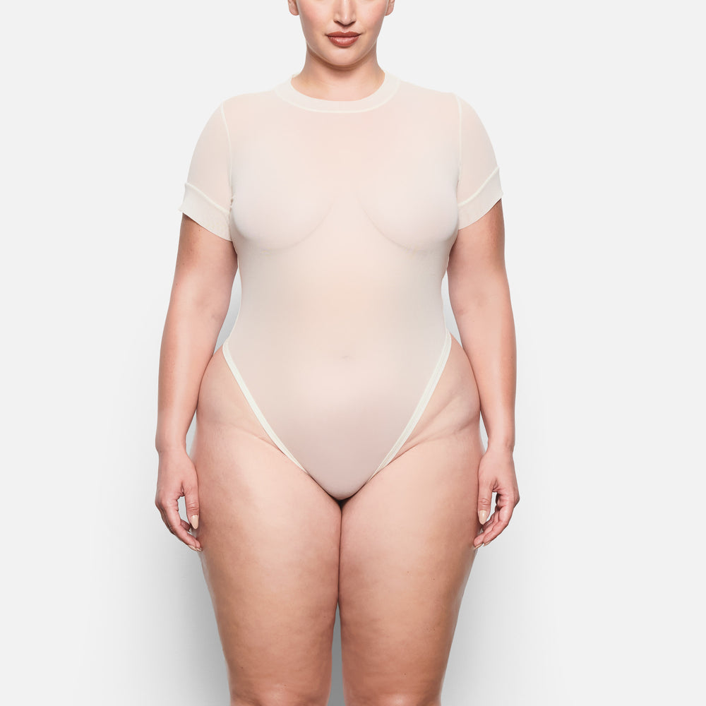 Skims SUMMER MESH T-shirt Bodysuit Wit | 80VQBAGOR