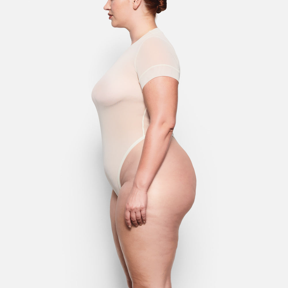Skims SUMMER MESH T-shirt Bodysuit Wit | 80VQBAGOR