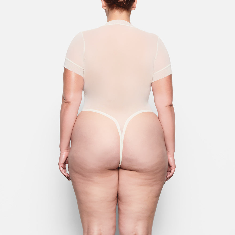 Skims SUMMER MESH T-shirt Bodysuit Wit | 80VQBAGOR
