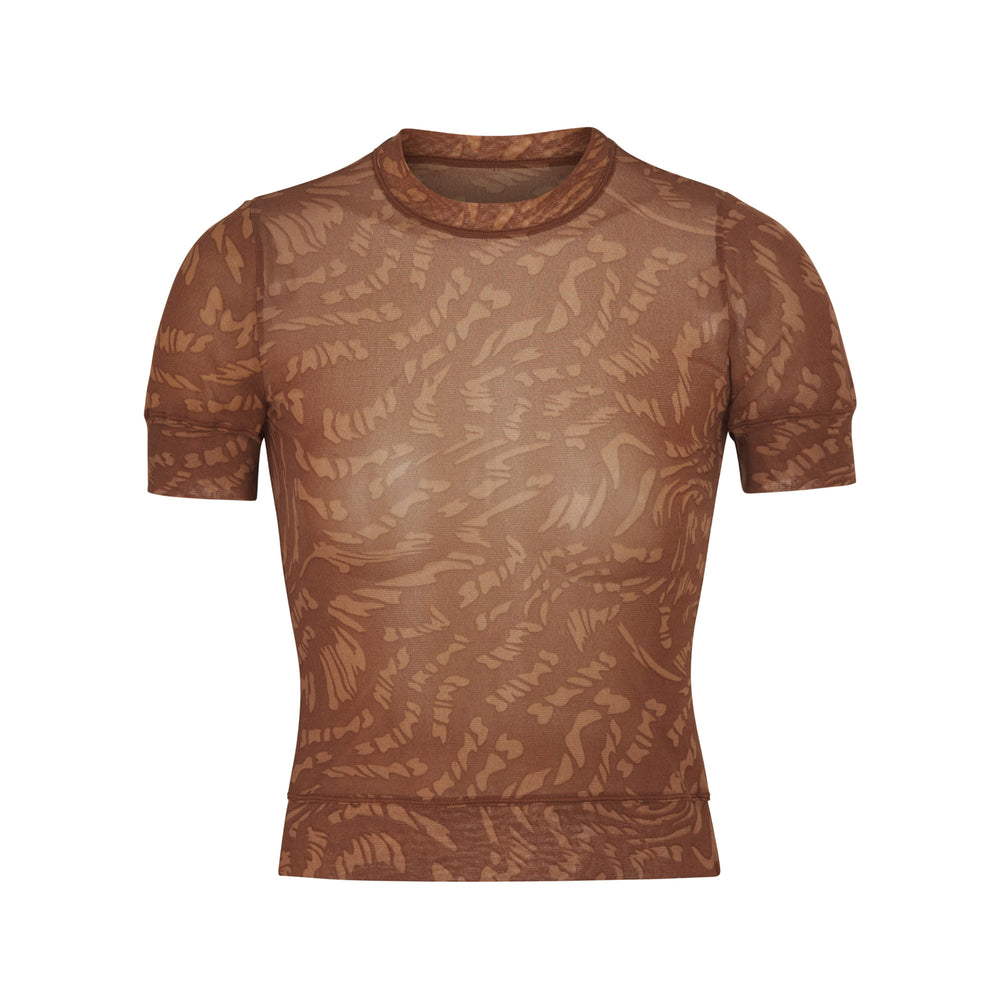Skims SUMMER MESH T-shirt Bruin | 38XIWCSUF