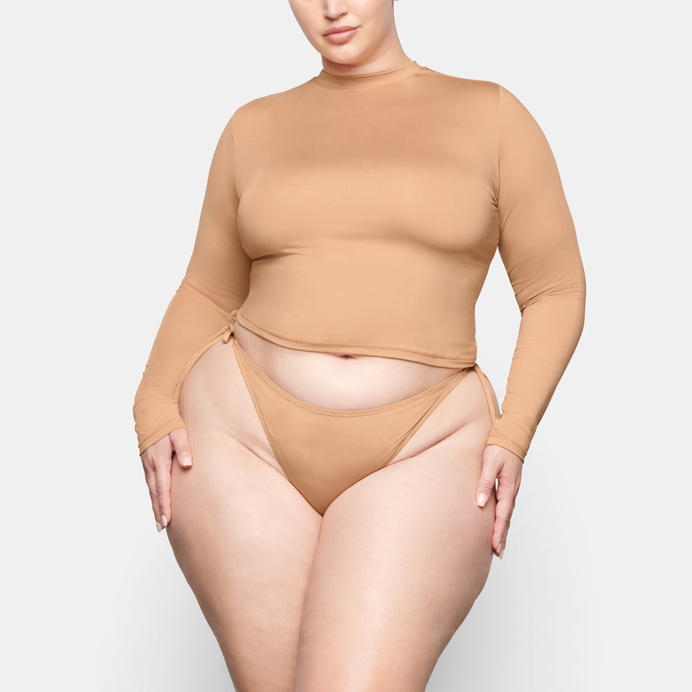 Skims SWIM LONG SLEEVE SHIRT Cover-ups Beige | 26QAGKDVT