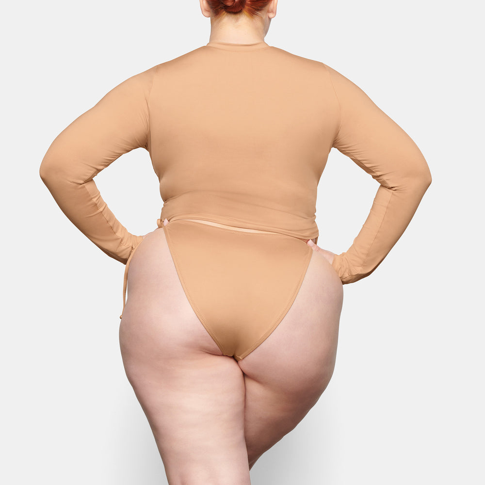Skims SWIM LONG SLEEVE SHIRT Cover-ups Beige | 26QAGKDVT