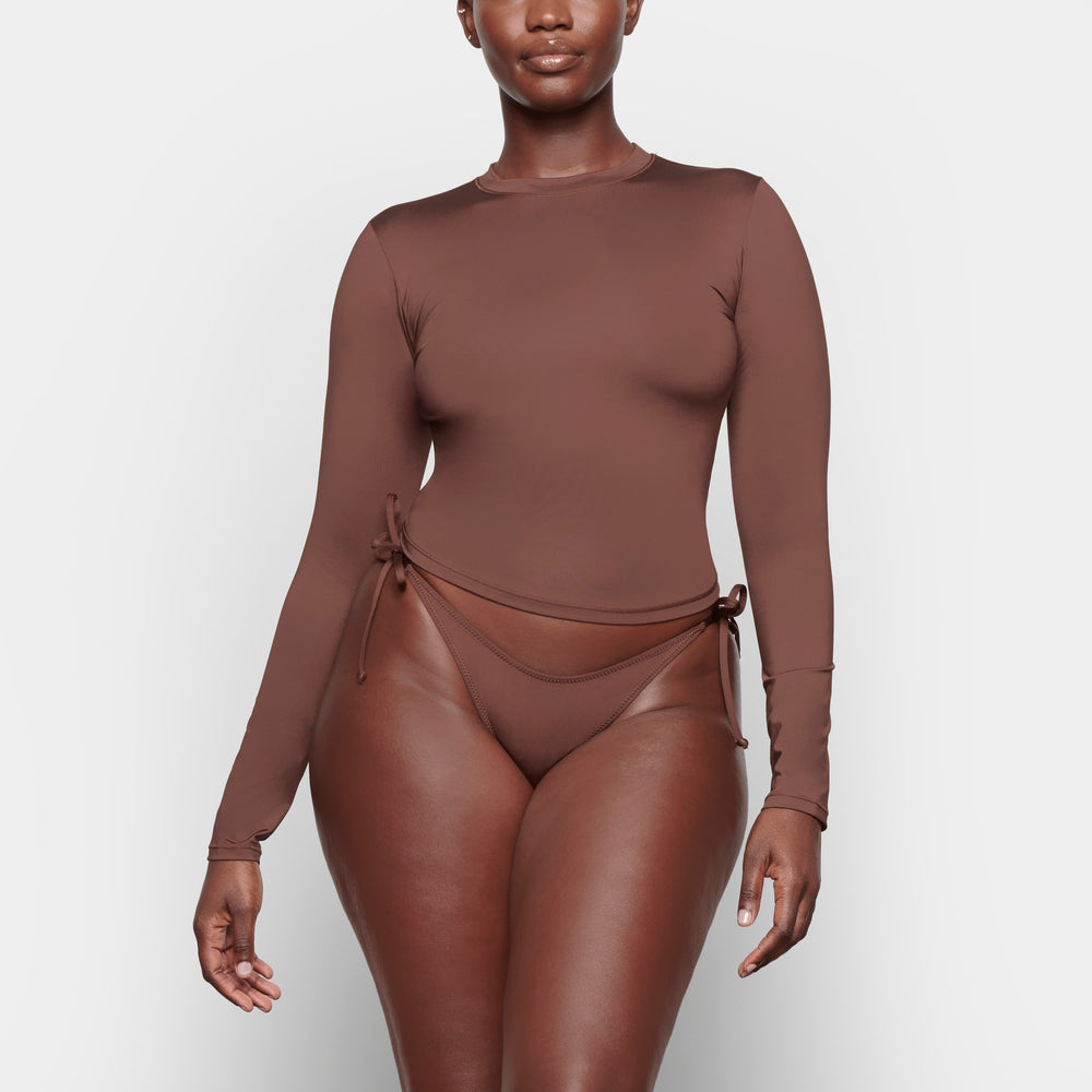 Skims SWIM LONG SLEEVE SHIRT Cover-ups Chocola | 25VXLIKRQ