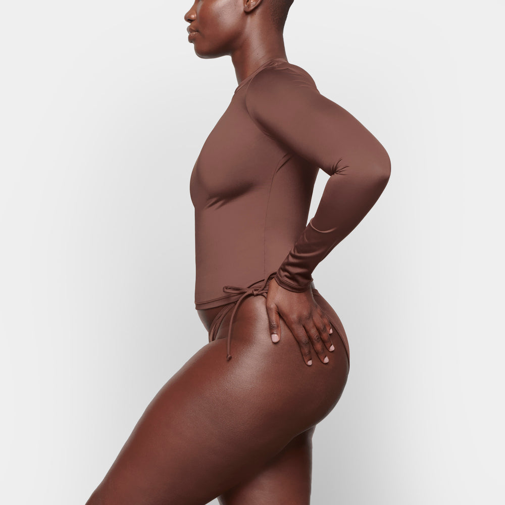 Skims SWIM LONG SLEEVE SHIRT Cover-ups Chocola | 25VXLIKRQ