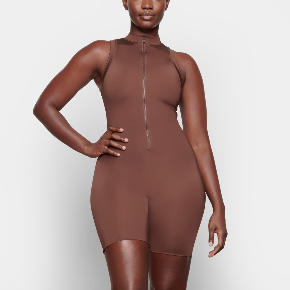 Skims SWIM MOCK NECK CYCLE SUIT One Piece Chocola | 10MHQSVBG