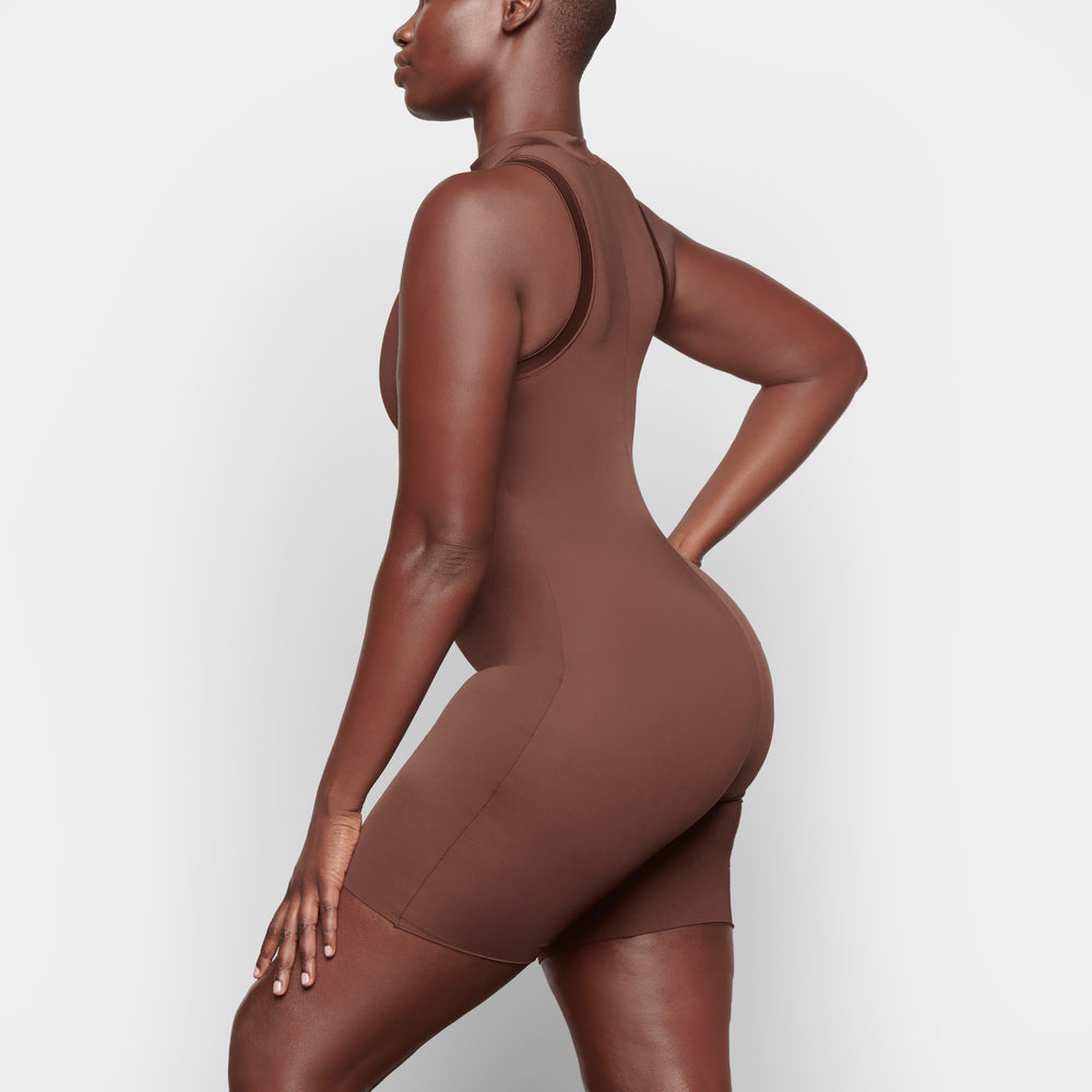 Skims SWIM MOCK NECK CYCLE SUIT One Piece Chocola | 10MHQSVBG