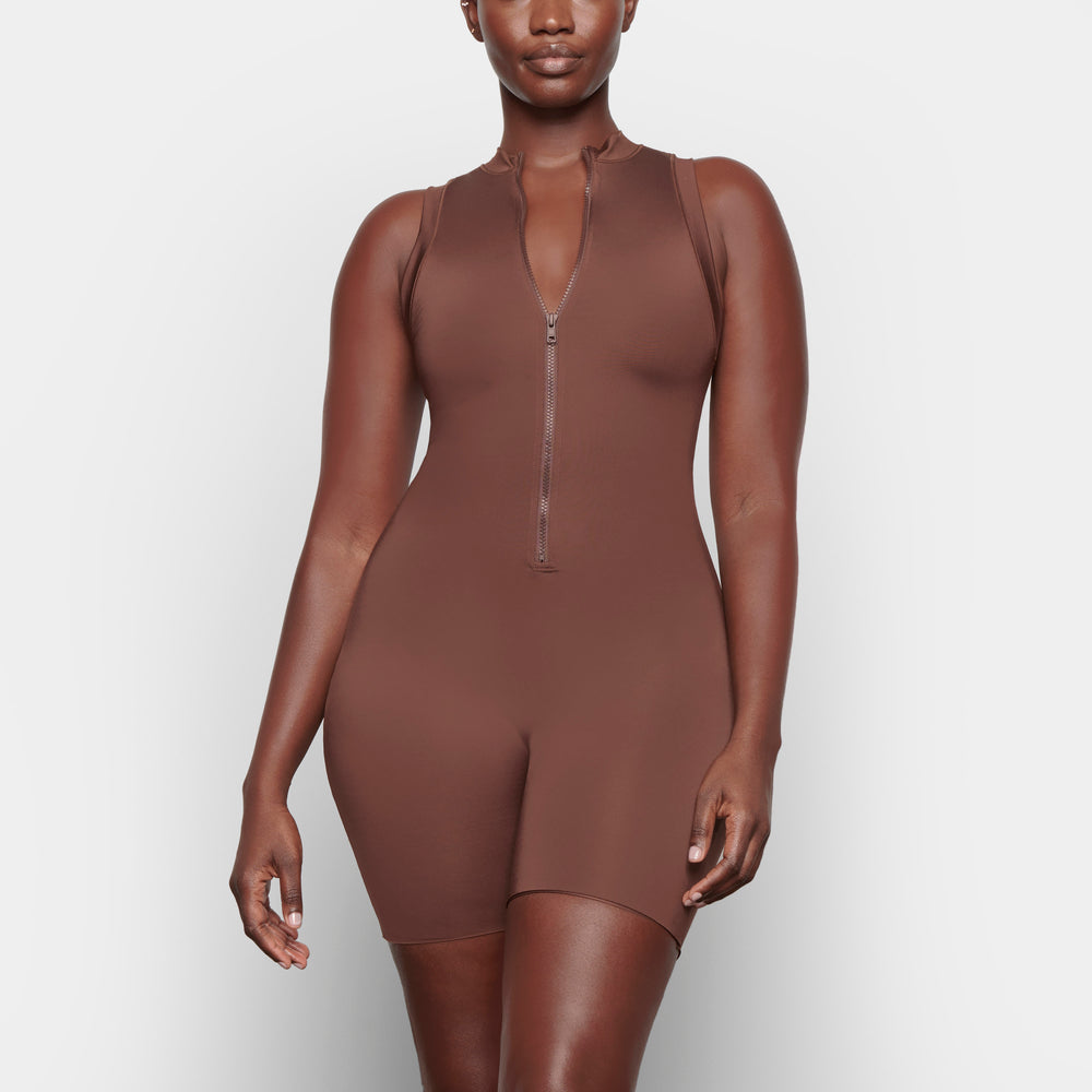 Skims SWIM MOCK NECK CYCLE SUIT One Piece Chocola | 10MHQSVBG