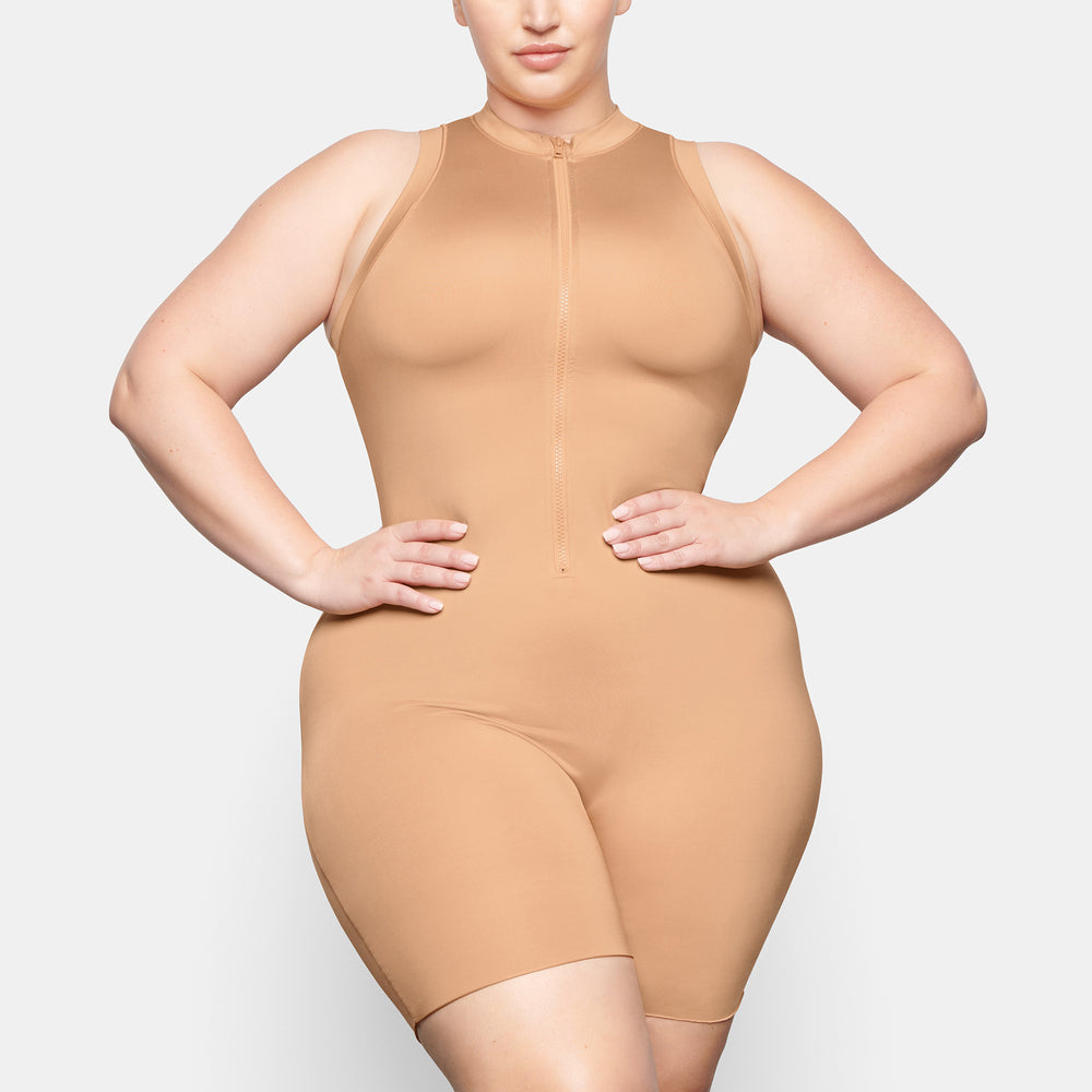Skims SWIM MOCK NECK CYCLE SUIT One Piece Beige | 96UTNJAVB