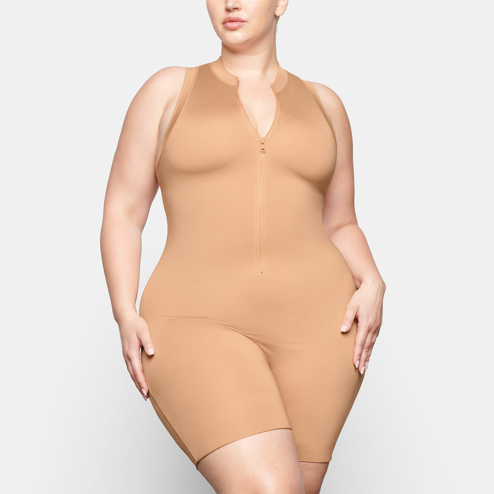 Skims SWIM MOCK NECK CYCLE SUIT One Piece Beige | 96UTNJAVB