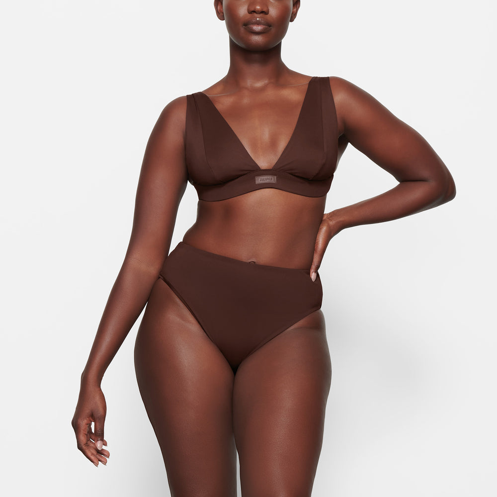 Skims SWIM PLUNGE Bikini Top Chocola | 06DWZGXRQ