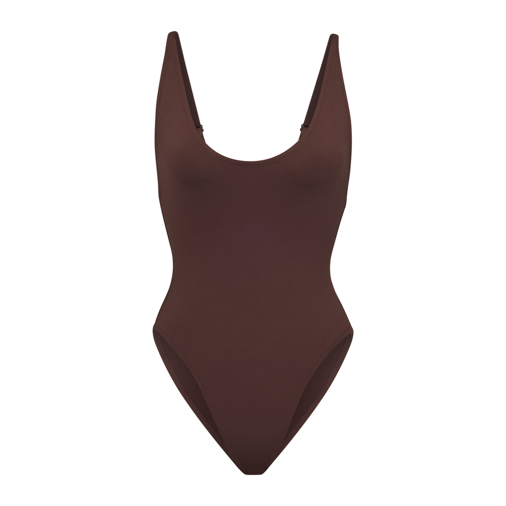 Skims SWIM SCOOP NECK One Piece Chocola | 16RXSDVGW