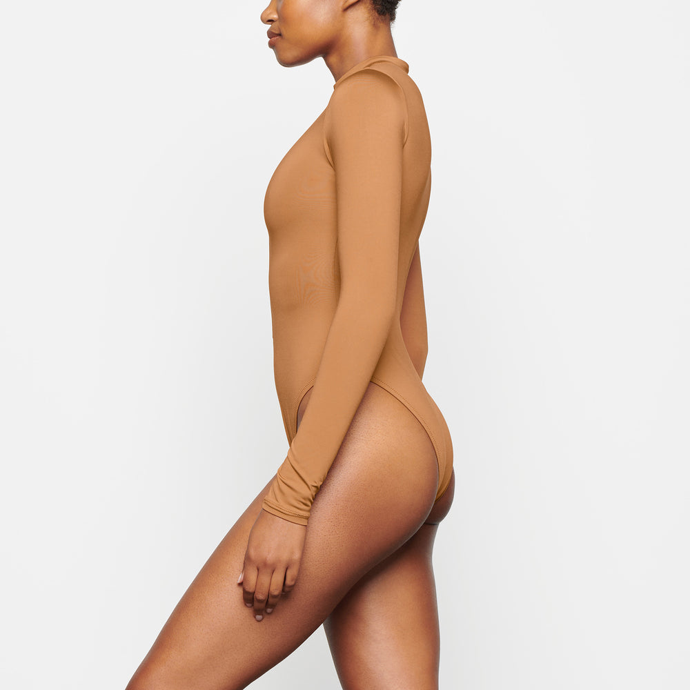 Skims SWIM ZIP FRONT LONG SLEEVE One Piece Abrikoos | 01QPZKNXT