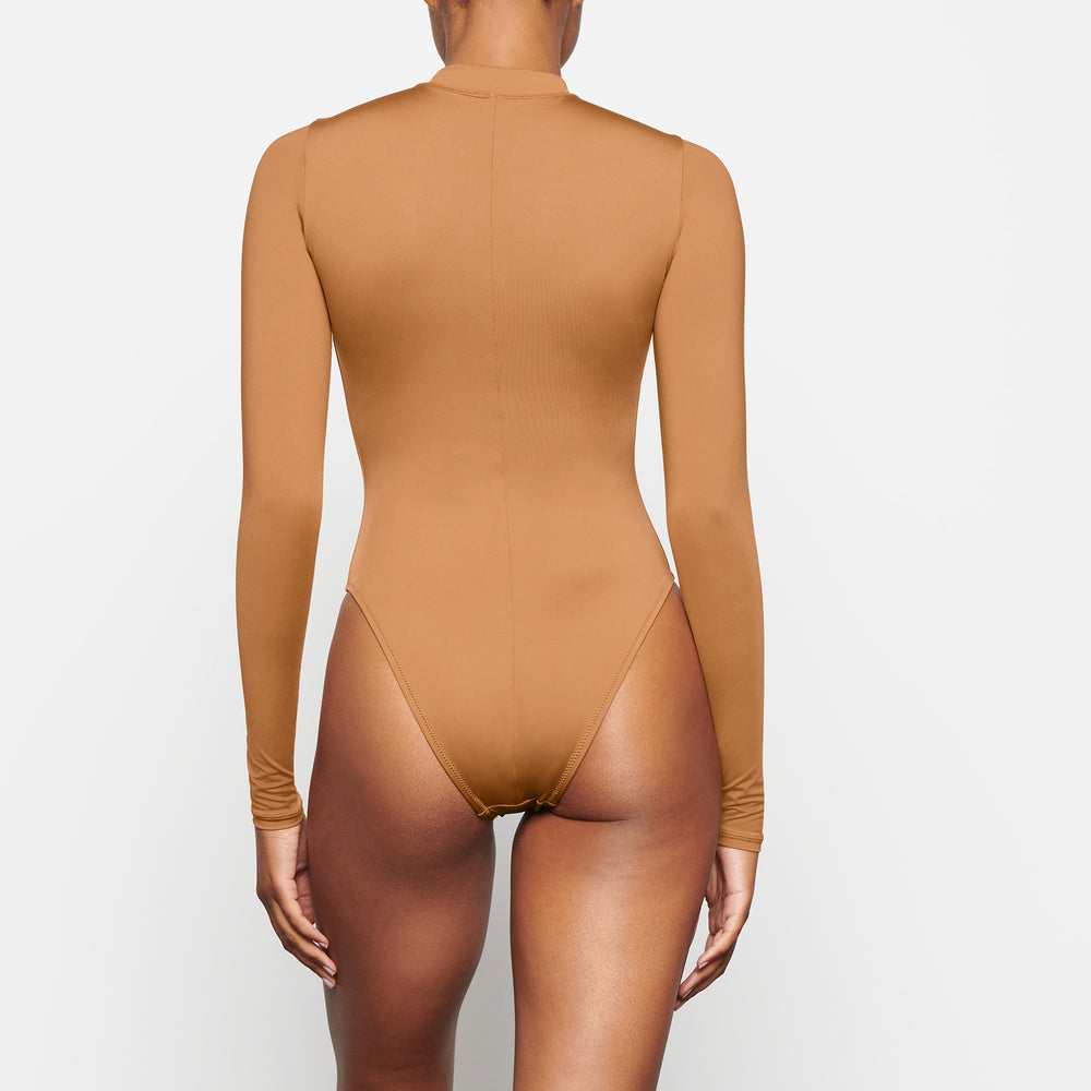 Skims SWIM ZIP FRONT LONG SLEEVE One Piece Abrikoos | 01QPZKNXT