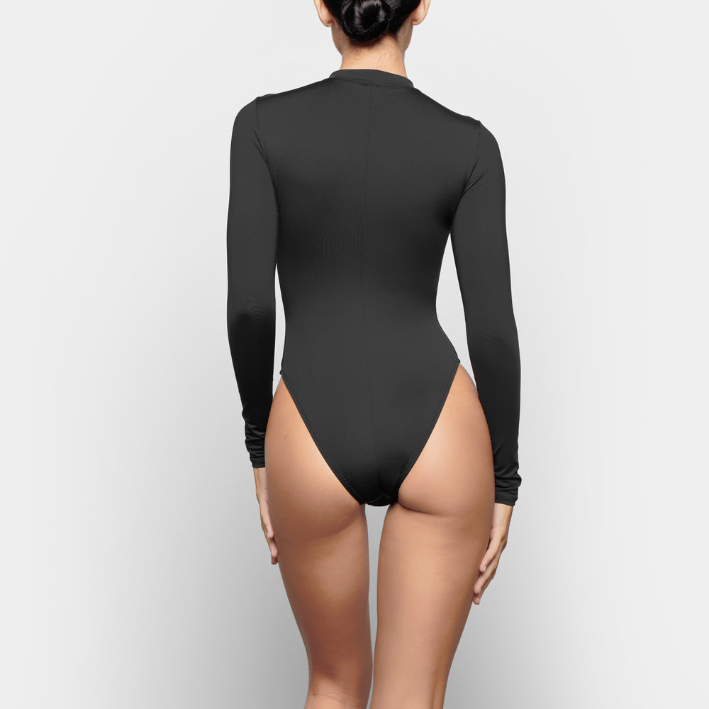 Skims SWIM ZIP FRONT LONG SLEEVE One Piece Zwart | 19ANEWXKI