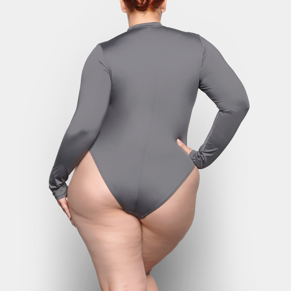 Skims SWIM ZIP FRONT LONG SLEEVE One Piece Diepgrijs | 35PDOAFNH