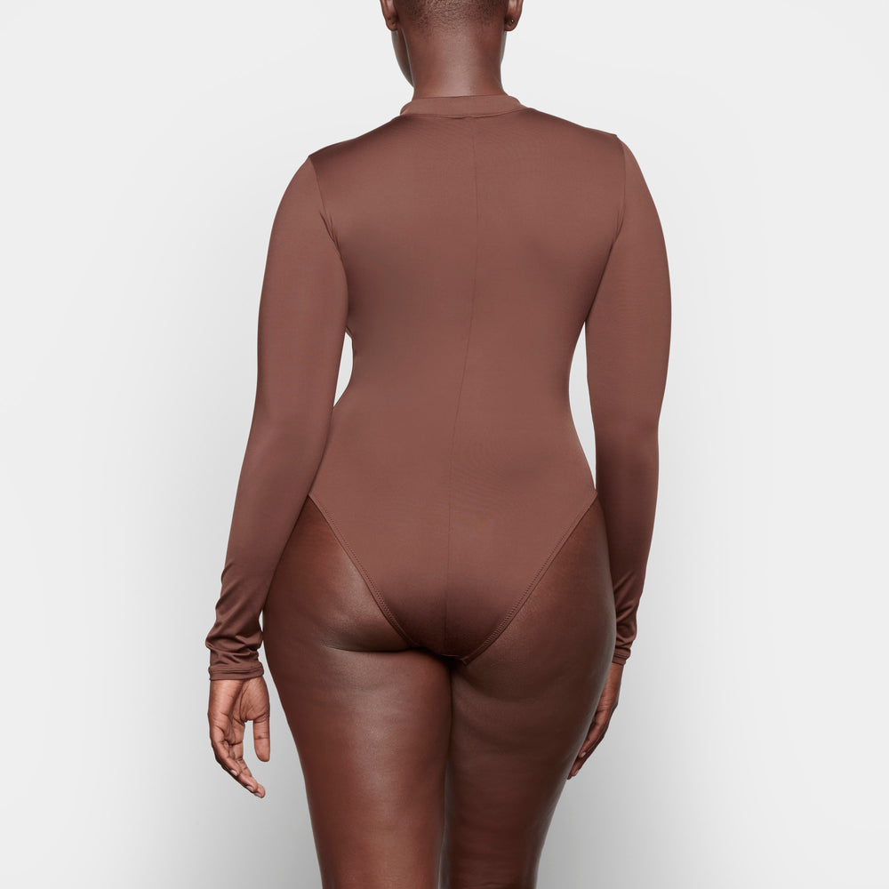 Skims SWIM ZIP FRONT LONG SLEEVE One Piece Chocola | 71ERIMQJV