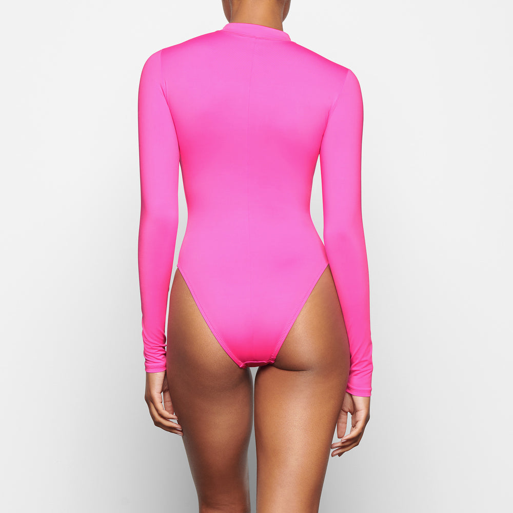 Skims SWIM ZIP FRONT LONG SLEEVE One Piece Roze | 90JEAZSVW