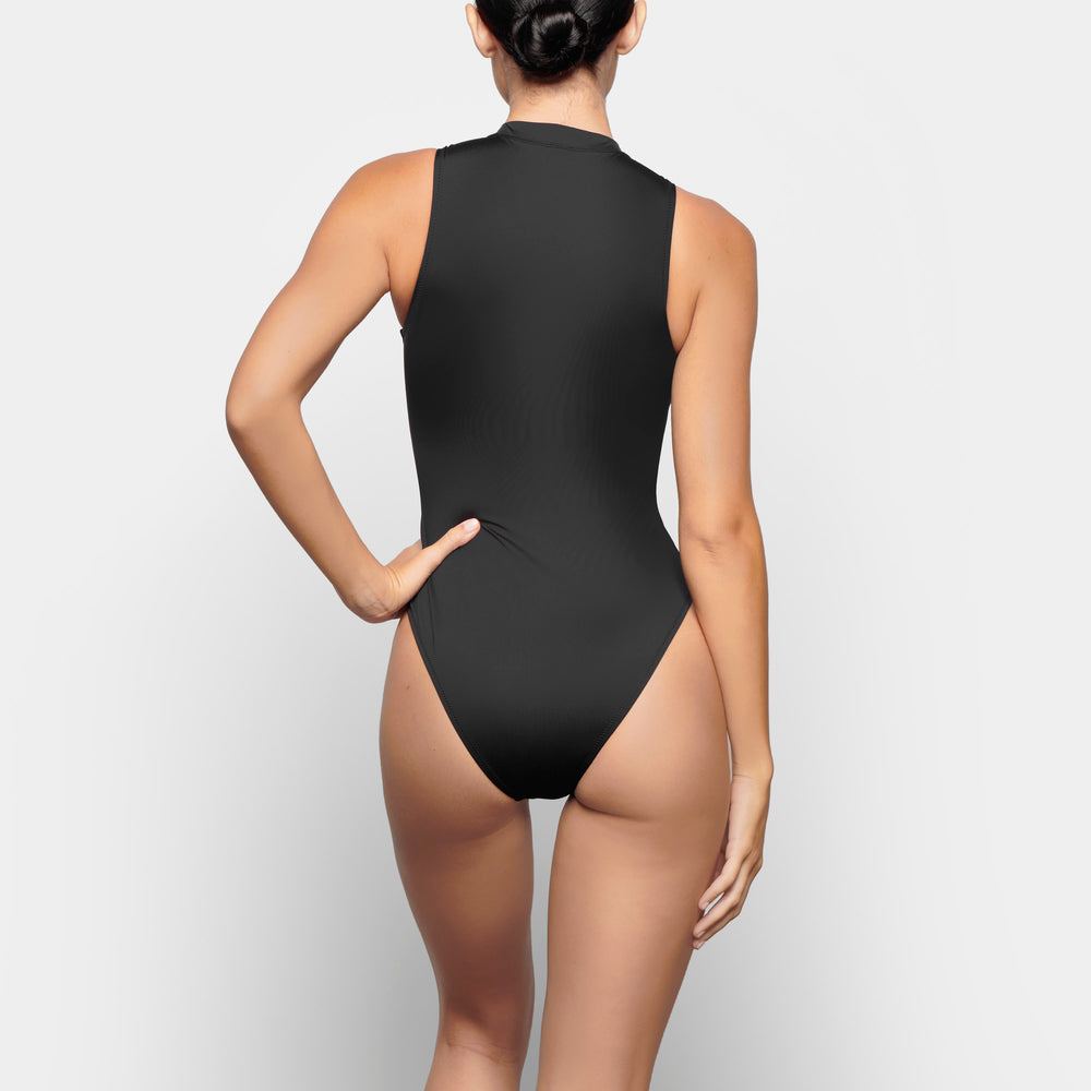 Skims SWIM ZIP FRONT SLEEVELESS One Piece Zwart | 92ILBNQCK
