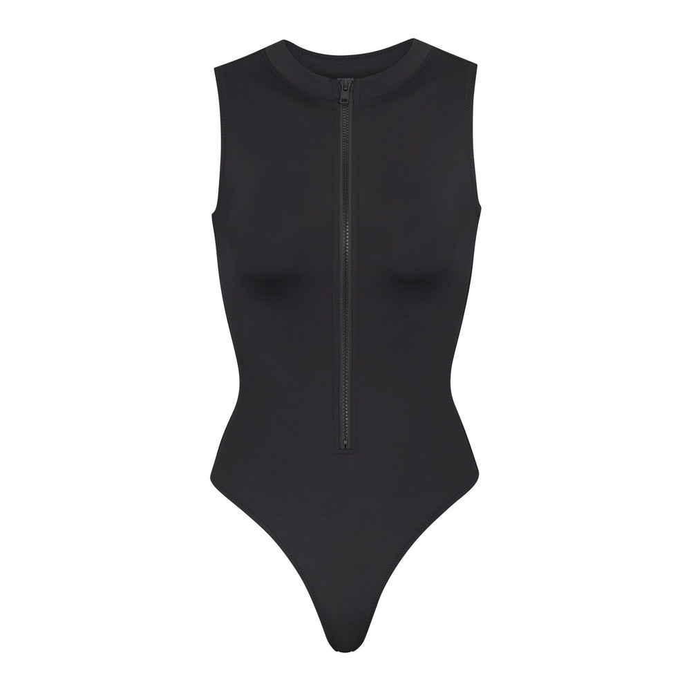 Skims SWIM ZIP FRONT SLEEVELESS One Piece Zwart | 92ILBNQCK