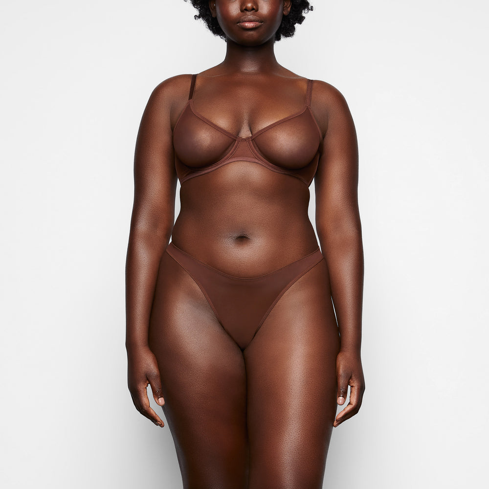 Skims ULTRA FINE MESH SCOOP Underwire Bra Chocola | 81YEXSGRT