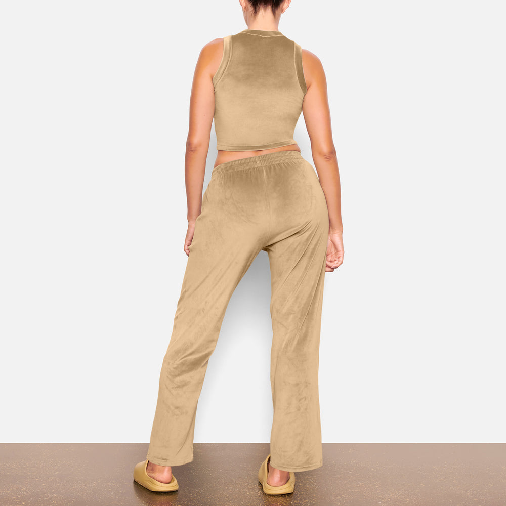 Skims VELOUR CREW NECK Tank Goud | 30KWFNJRH