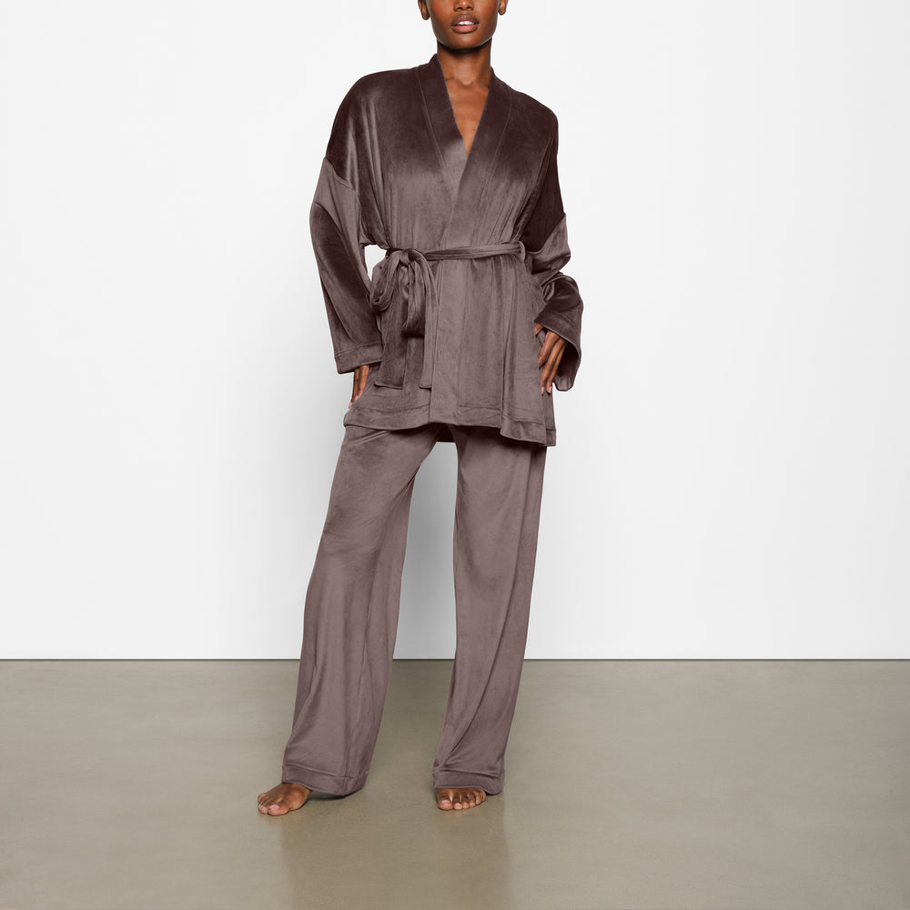 Skims VELOUR WRAP Sleep Set Paars Grijs | 01NXIHDEU