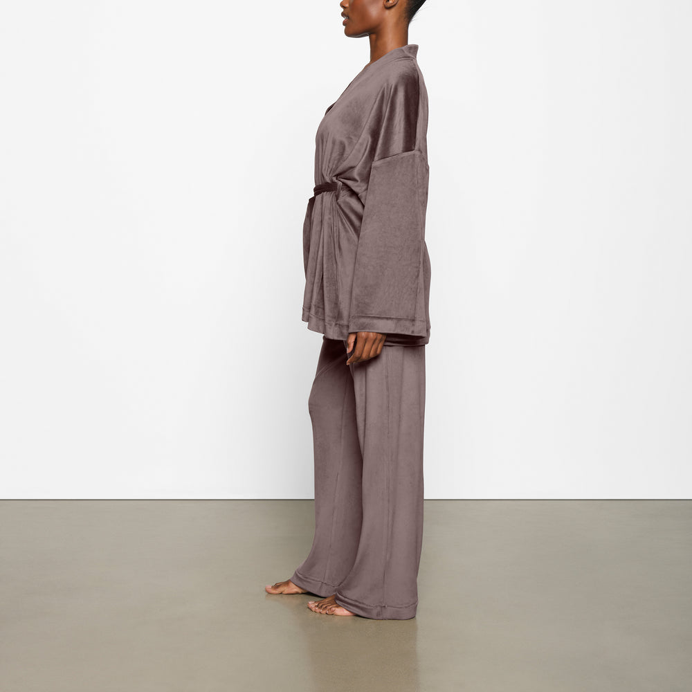 Skims VELOUR WRAP Sleep Set Paars Grijs | 01NXIHDEU