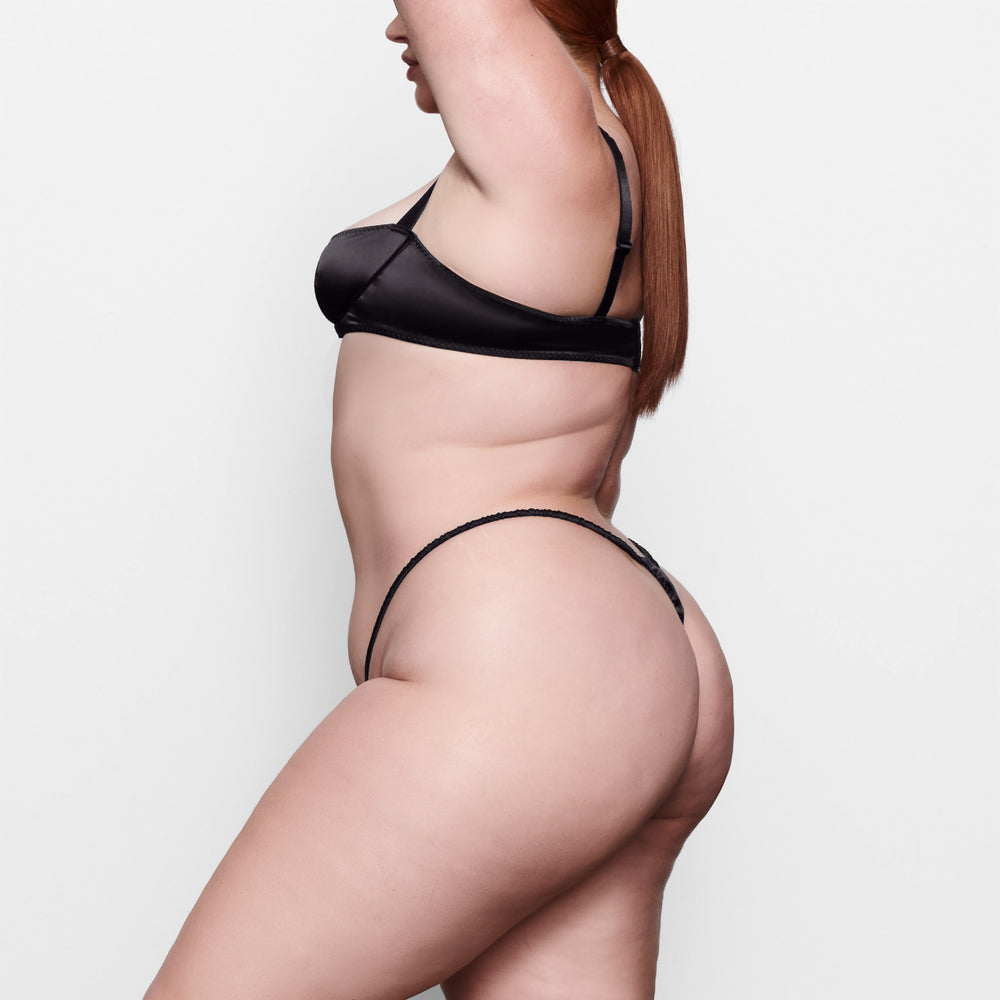Skims WOVEN SHINE SCRUNCHIE STRING Thong Zwart | 04LTOMZWQ
