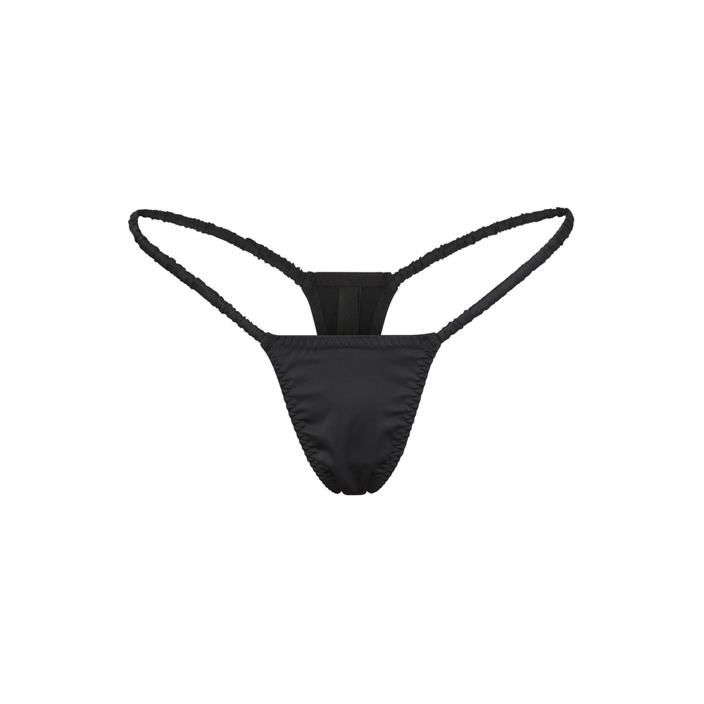 Skims WOVEN SHINE SCRUNCHIE STRING Thong Zwart | 04LTOMZWQ