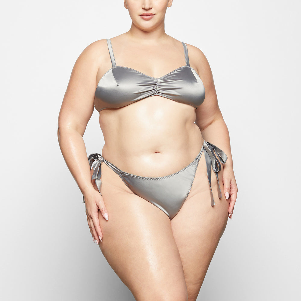 Skims WOVEN SHINE TIE BACK Bralette Lichtgrijs | 96TNAOBCI