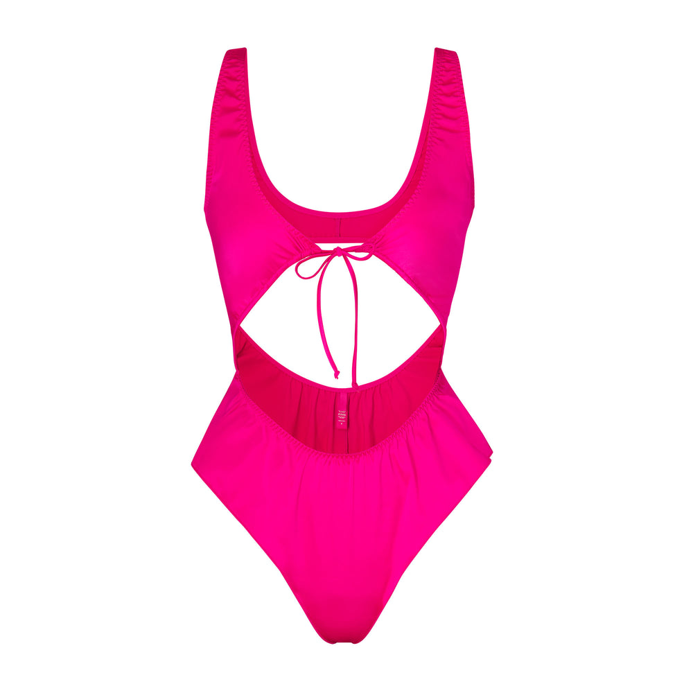 Skims WOVEN SHINE TIE FRONT Bodysuit Roze | 74XDJMOCS
