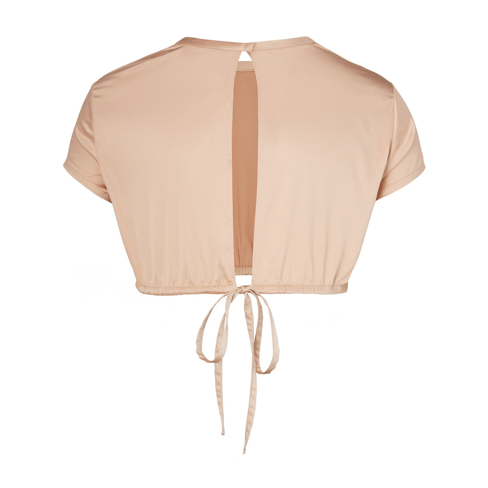 Skims WOVEN SHINE T-shirt Roze | 04SAKQEMJ