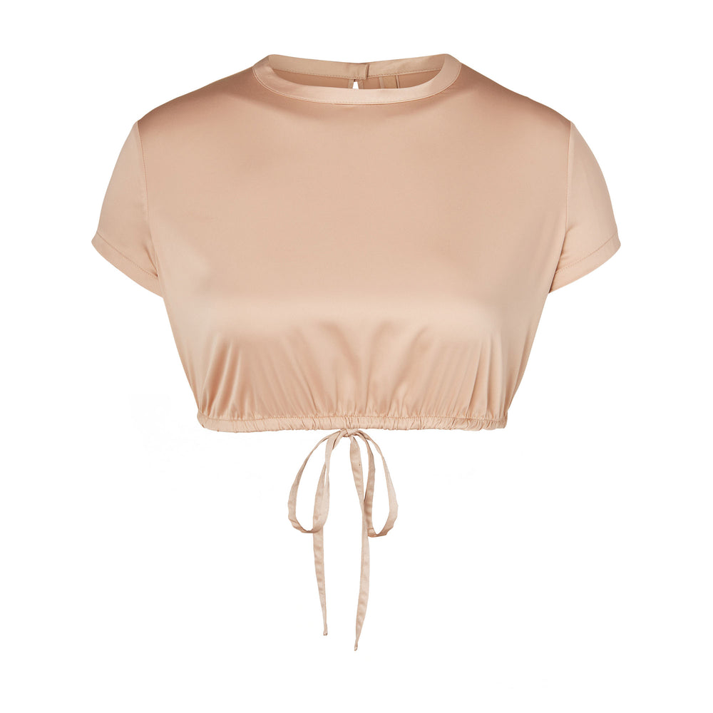 Skims WOVEN SHINE T-shirt Roze | 04SAKQEMJ