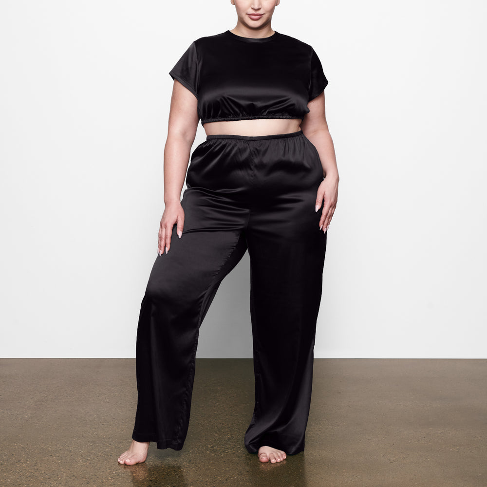 Skims WOVEN SHINE T-shirt Zwart | 54FZTAXNS