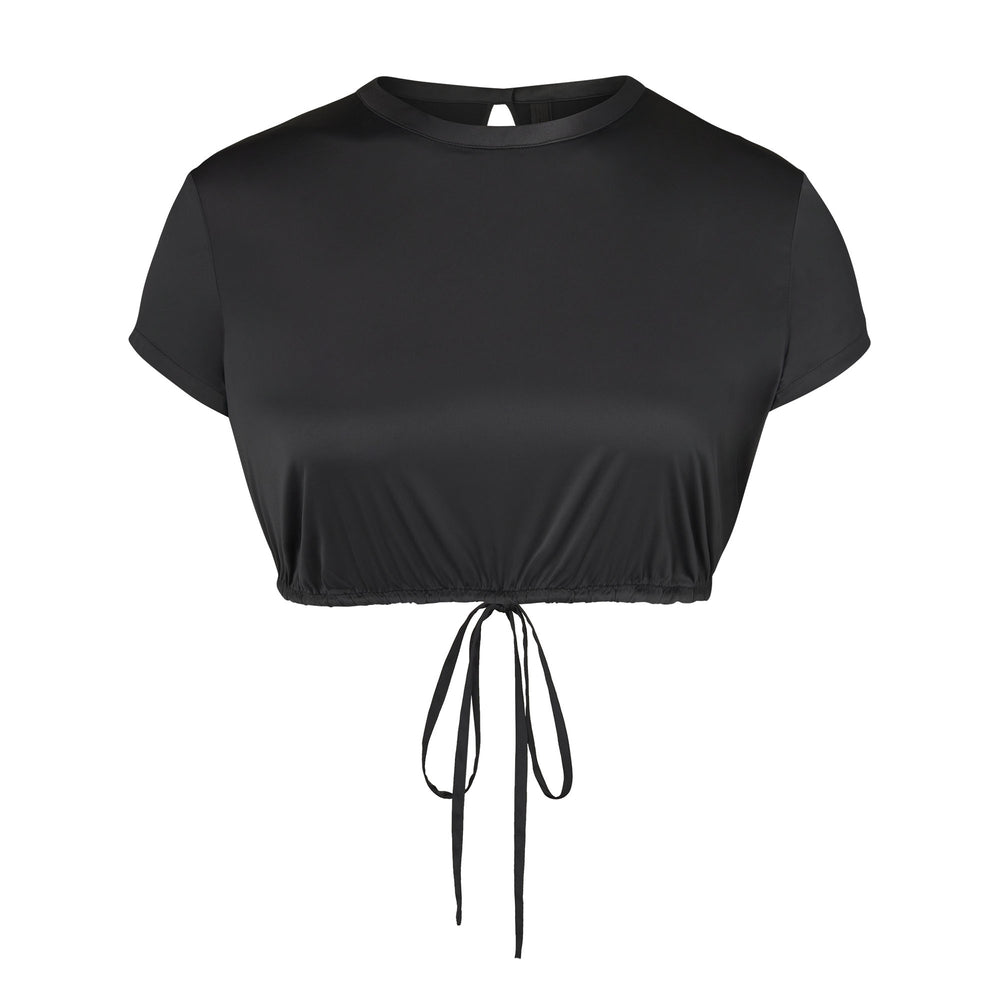 Skims WOVEN SHINE T-shirt Zwart | 54FZTAXNS